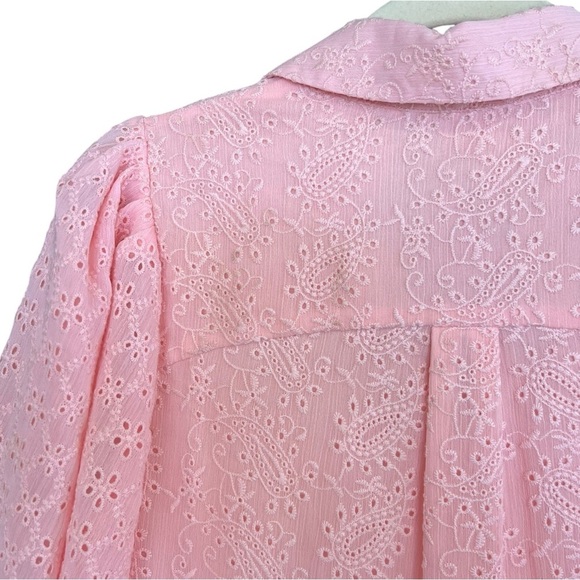 Alice + Olivia Blakesley Embroidered Lace Jacquard Tier Mini Dress Light Pink 6 - Picture 8 of 8